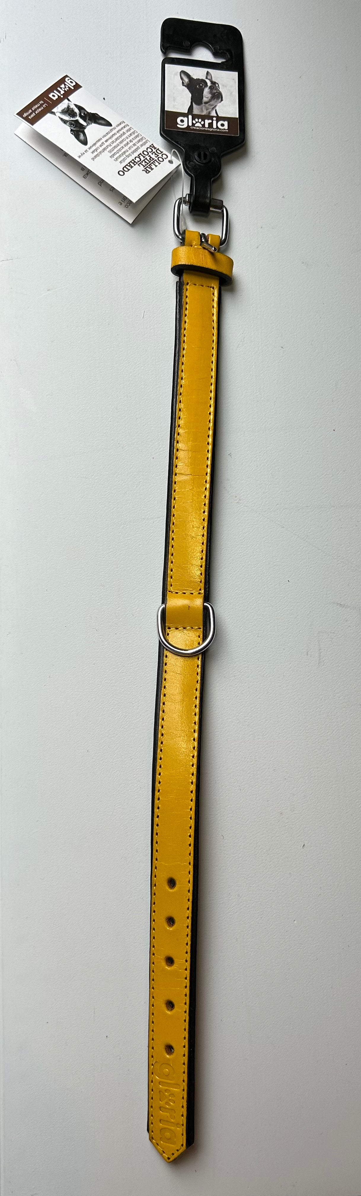 Collier en cuir jaune pour chien