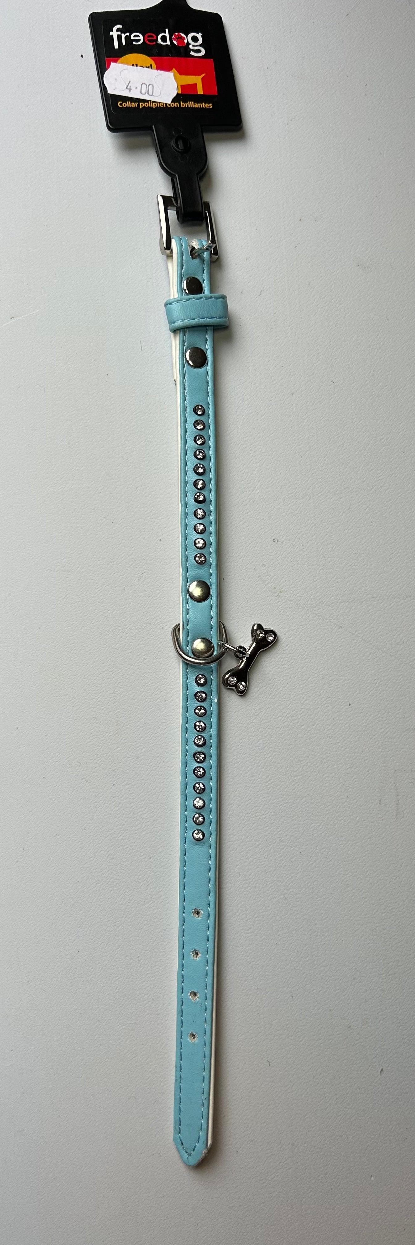 Collier bleu avec médaillon strass pour chien